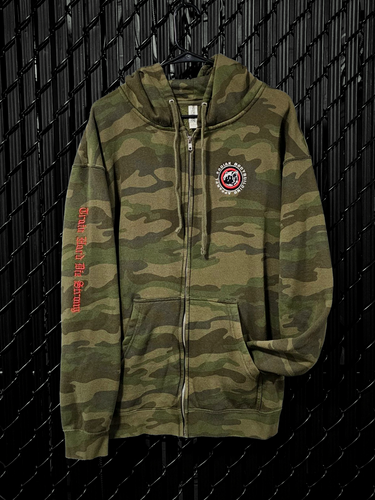Camo Zip Hoodie - Train Hard Die Strong