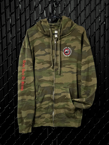 Premium Camo Zip Hoodie - Train Hard Die Strong