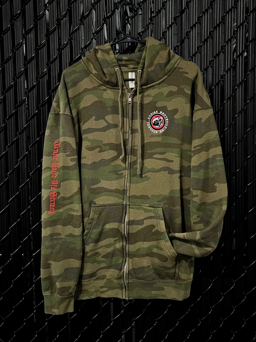 Premium Camo Zip Hoodie - Train Hard Die Strong