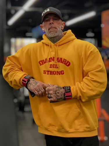 Train Hard Die Strong Gold Hoodie