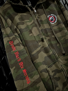 Premium Camo Zip Hoodie - Train Hard Die Strong