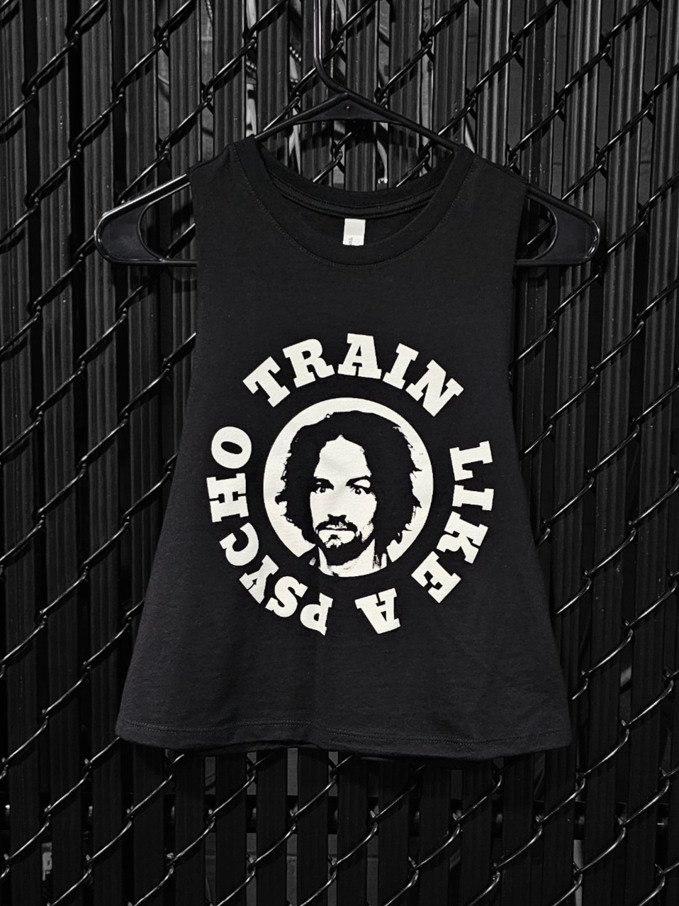 Train Like A Psycho Cropped Cutoff Tank