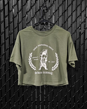 Train Hard Die Strong Ladies Cropped Jersey Tee (Military Green)
