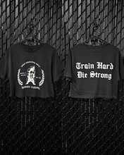 Train Hard Die Strong Ladies Cropped Jersey Tee (Black)