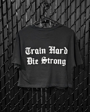 Train Hard Die Strong Ladies Cropped Jersey Tee (Black)