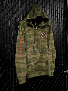 Premium Camo Zip Hoodie - Train Hard Die Strong