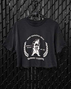 Train Hard Die Strong Ladies Cropped Jersey Tee (Black)